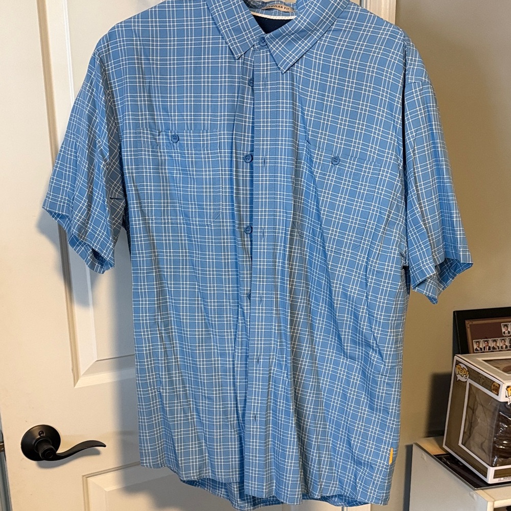 Quicksilver Waterman collection Blue Plaid Men's Shirt size Large